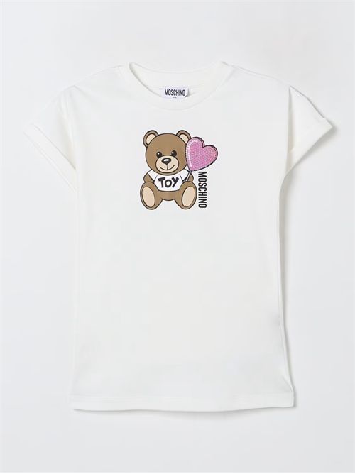 Abito a t-shirt in cotone con stampa Teddy Bear MOSCHINO KIDS | HDV0G9LAA40//10063